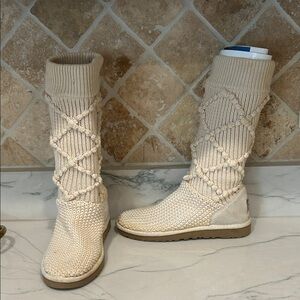 UGG Beige Cable Knit Women's Boots